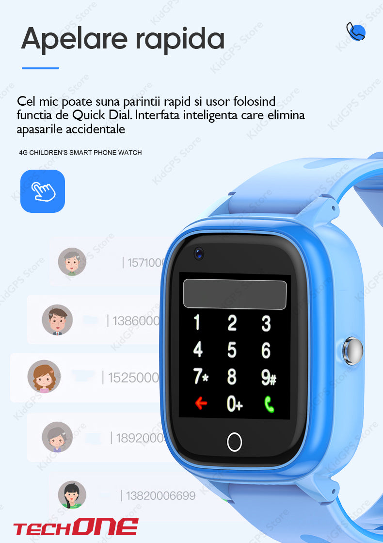 Ceas smartwatch GPS copii Techone CT03, Albastru