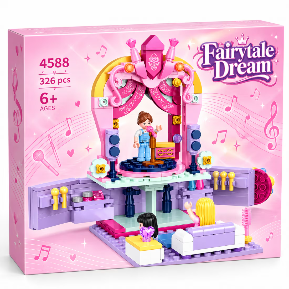 Set de Constructie cu Piese Tip Blocuri Constructie 326 Piese MiniBric Makeup Table, 4588