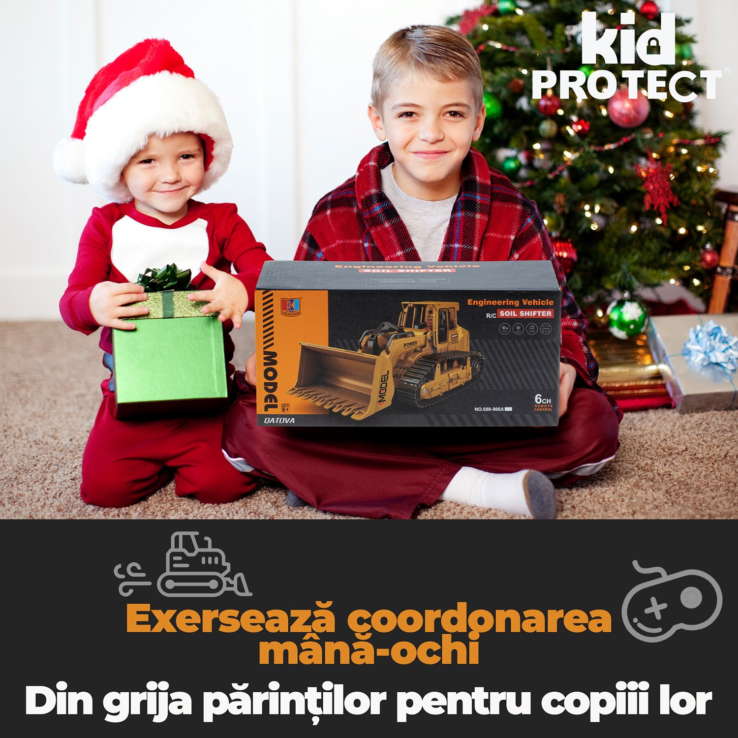 Buldozer Super Realist Cu Telecomanda Pentru Copii KidProtect PowerTrack Dozer