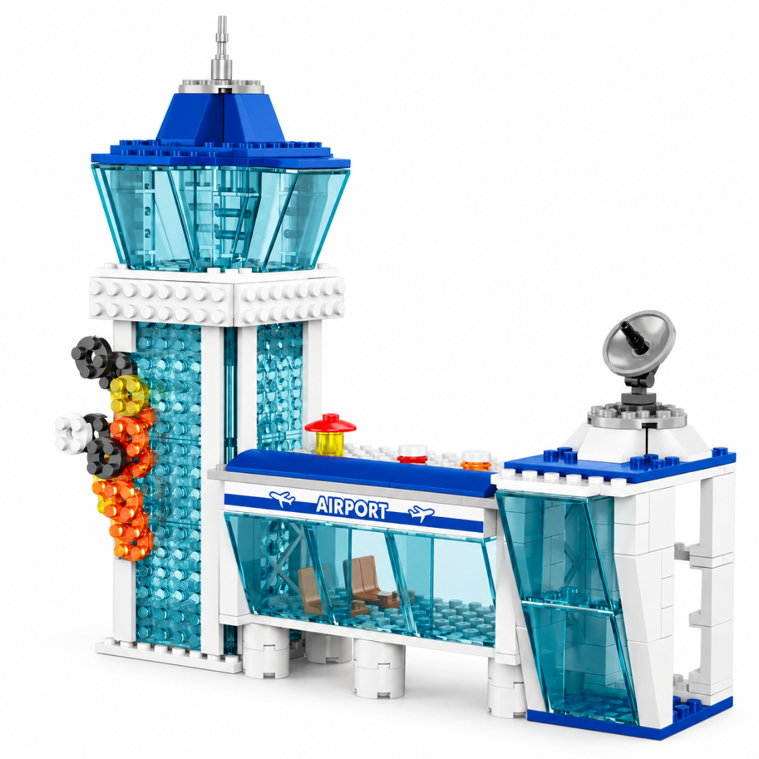 Set de Constructie cu Piese Tip Blocuri Constructie 620 Piese MiniBric Airport Fire Pickup Truck 4228