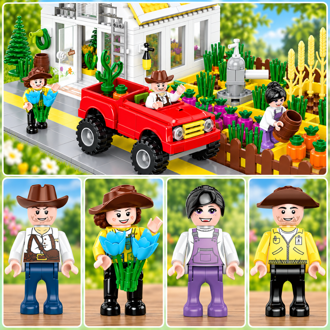 Set de Constructie cu Piese Tip Blocuri Constructie 590 Piese MiniBric City Green Garden 4205
