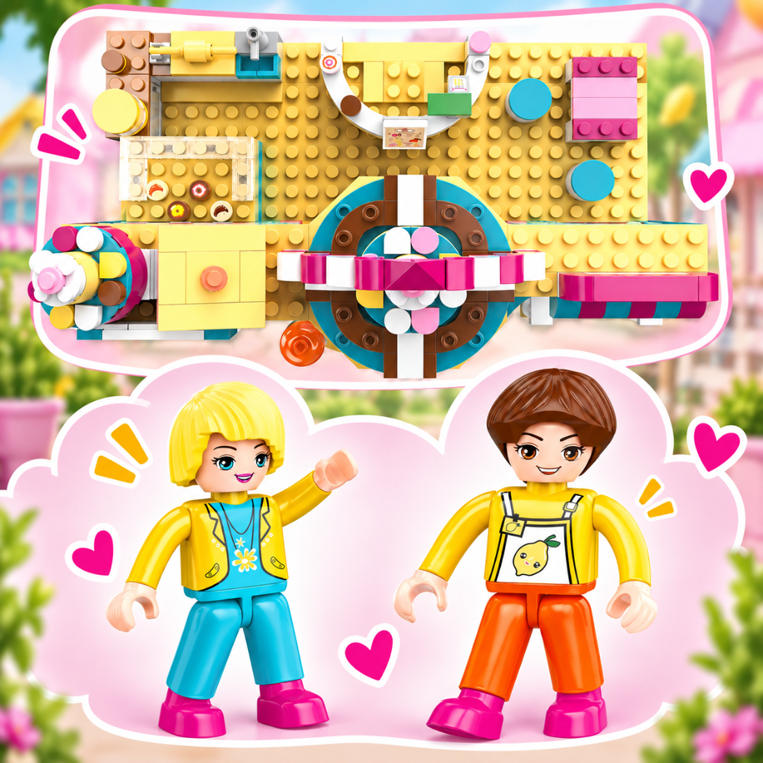 Set de Constructie cu Piese Tip Blocuri Constructie 348 Piese MiniBric Bakery Shop 4574