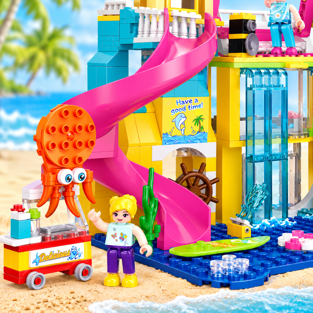 Set de Constructie cu Piese Tip Blocuri Constructie 715 Piese MiniBric Water Park 4558