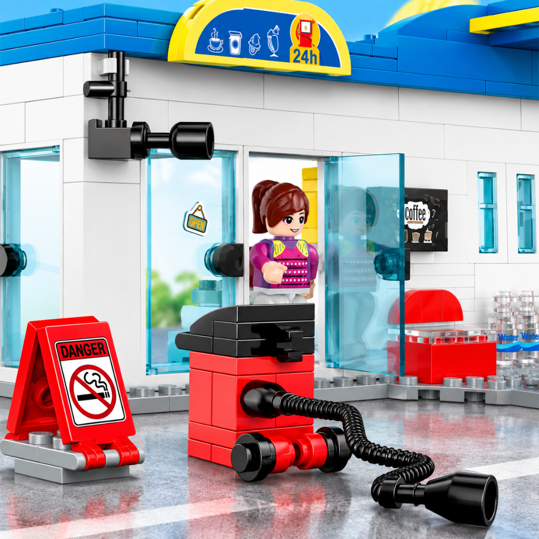 Set de Constructie cu Piese Tip Blocuri Constructie 442 Piese MiniBric Gas Station 4221