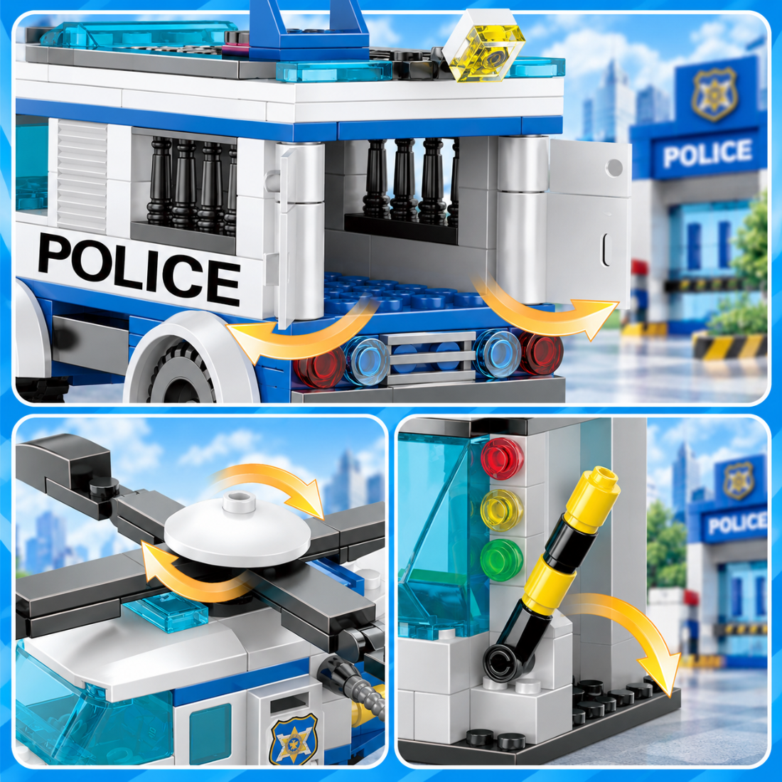 Set de Constructie cu Piese Tip Blocuri Constructie 857 Piese MiniBric City Police and Vehicles 4156