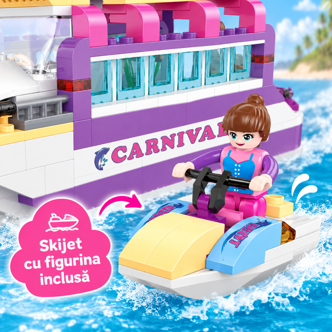 Set de Constructie cu Piese Tip Blocuri Constructie 318 Piese MiniBric Girl Carnival 4508