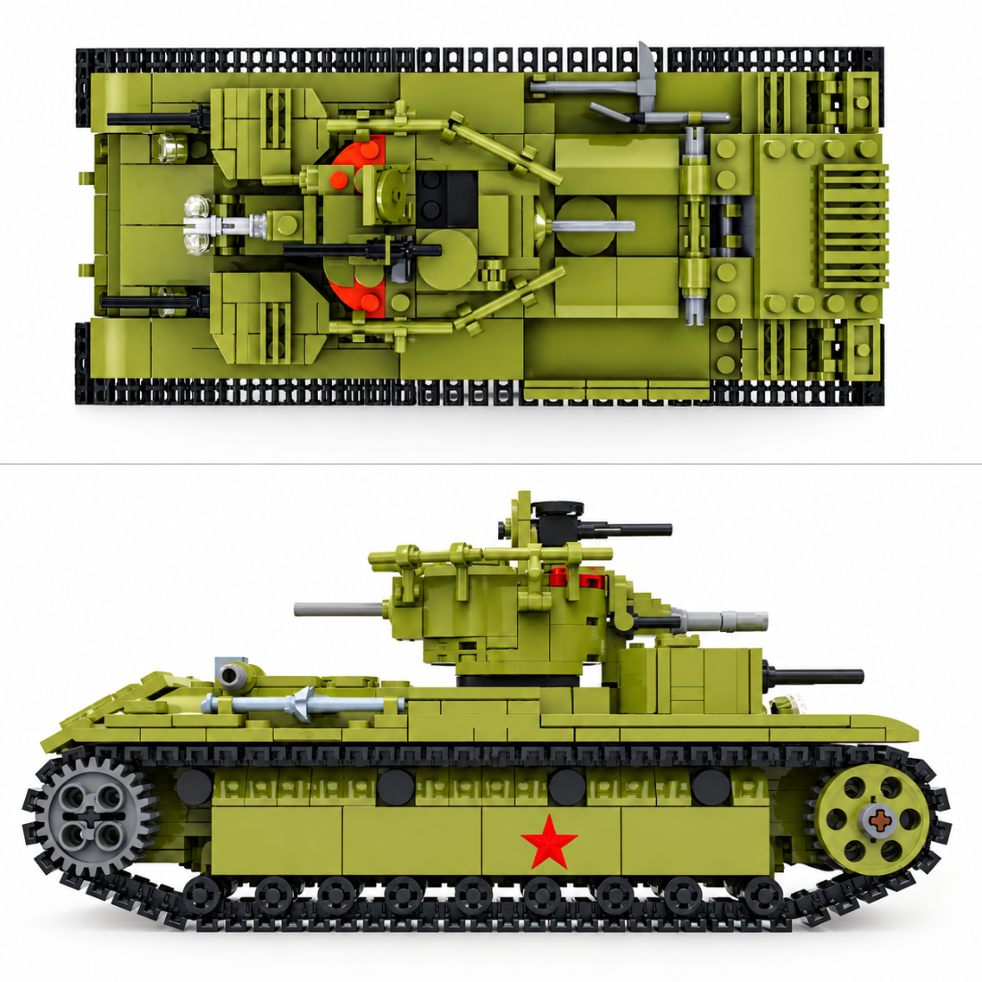 Set de Constructie cu Piese Tip Blocuri Constructie 774 Piese MiniBric T-28 Tank 7904