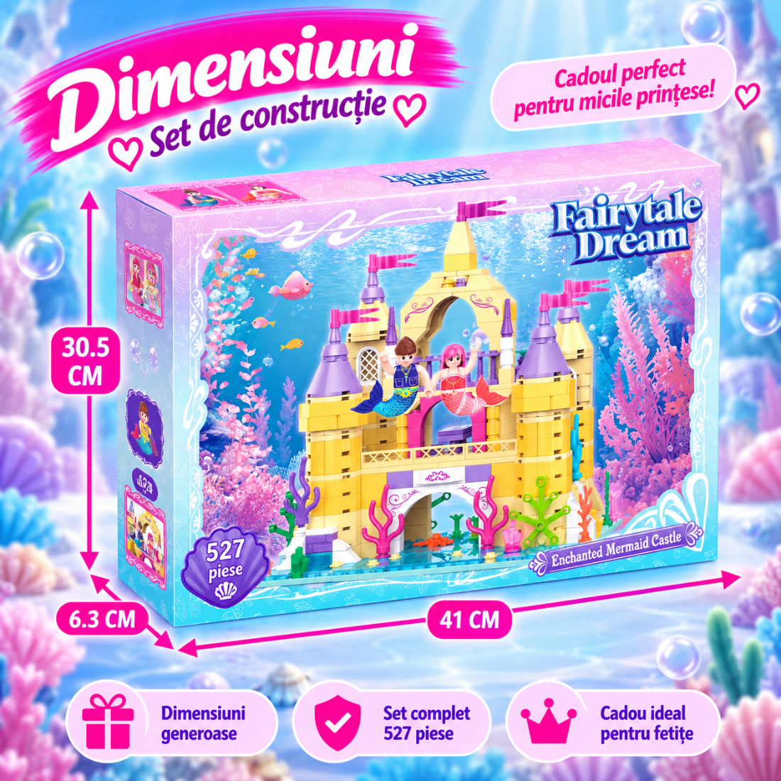 Set de Constructie cu Piese Tip Blocuri Constructie 527 Piese MiniBric Enchanted Mermaid Castle 2013