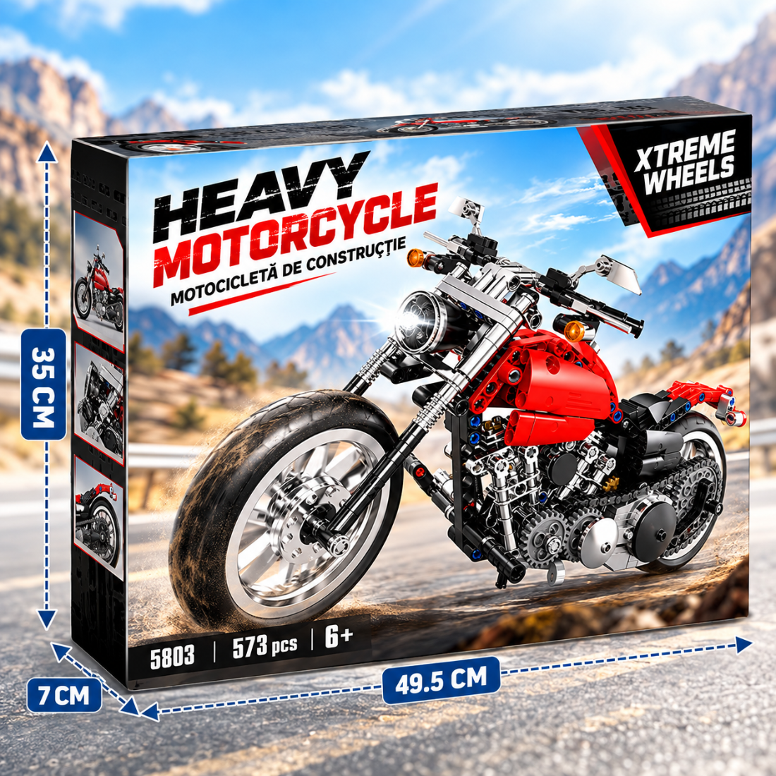 Set de Constructie cu Piese Tip Blocuri Constructie 573 Piese MiniBric Heavy Motorcycle 5803