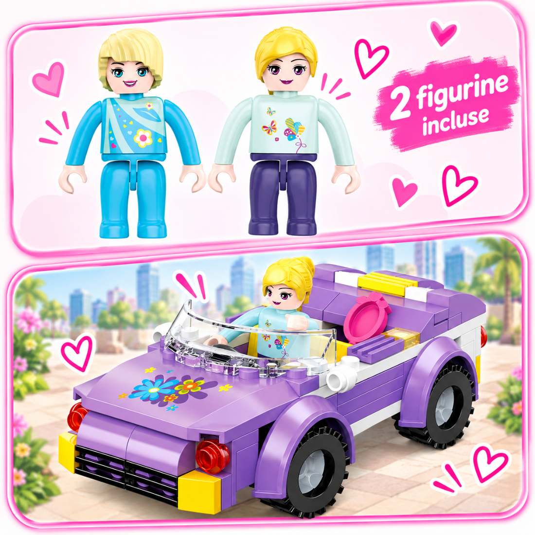 Set de Constructie cu Piese Tip Blocuri Constructie 196 Piese MiniBric Girl on Tour 4549