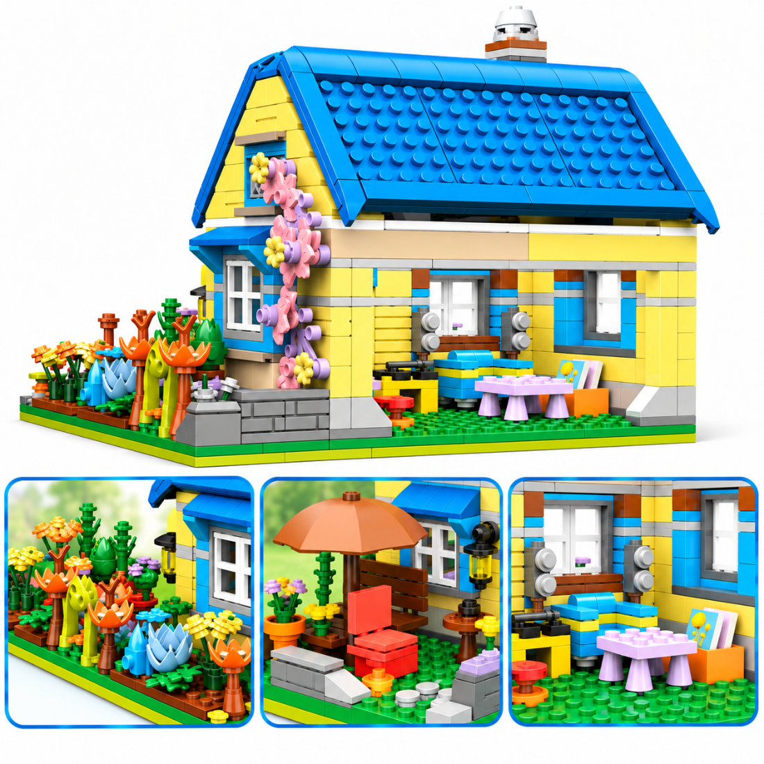 Set de Constructie cu Piese Tip Blocuri Constructie 792 Piese MiniBric The Blue Garden House 2901