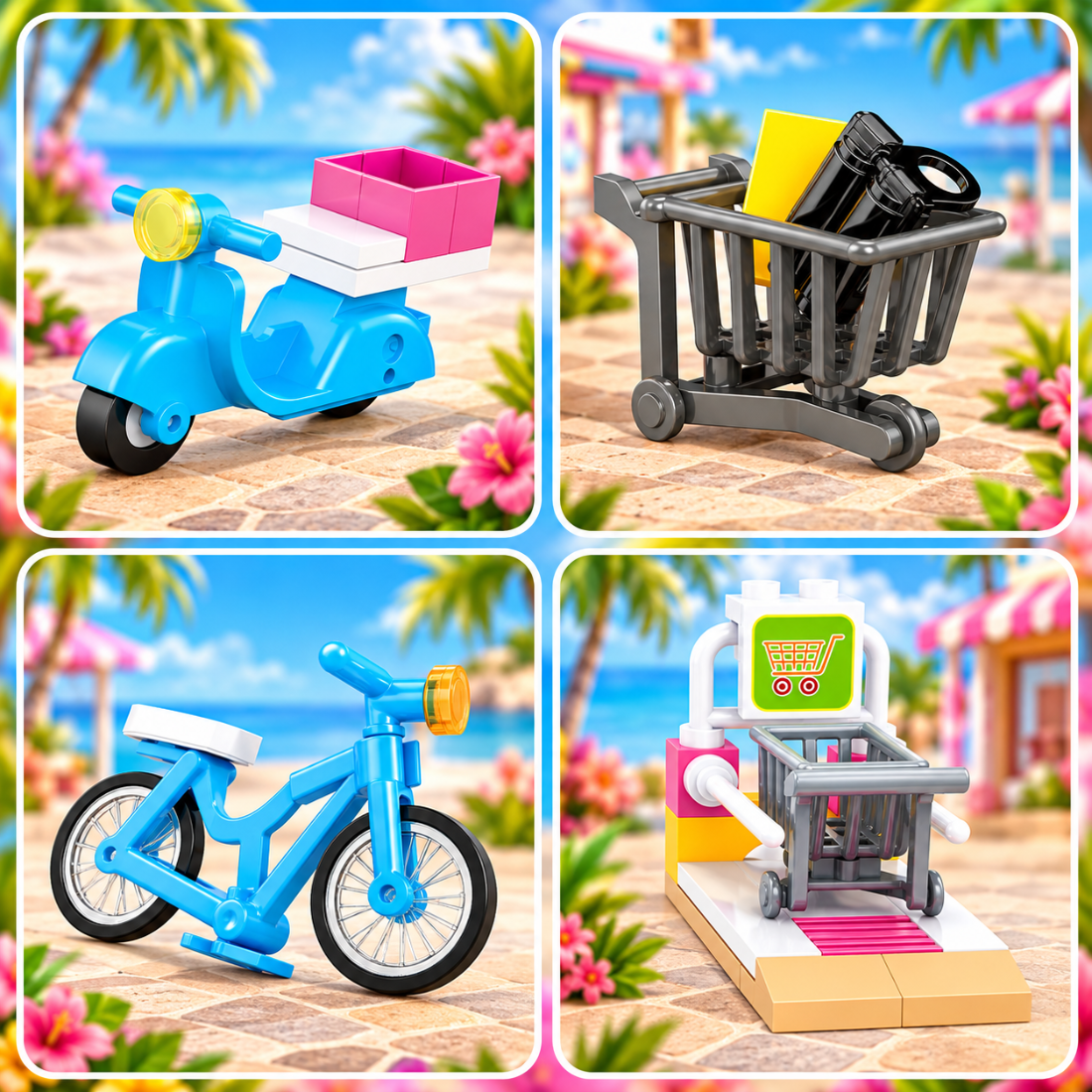 Set de Constructie cu Piese Tip Blocuri Constructie 376 Piese MiniBric Beachside Shopping 4548