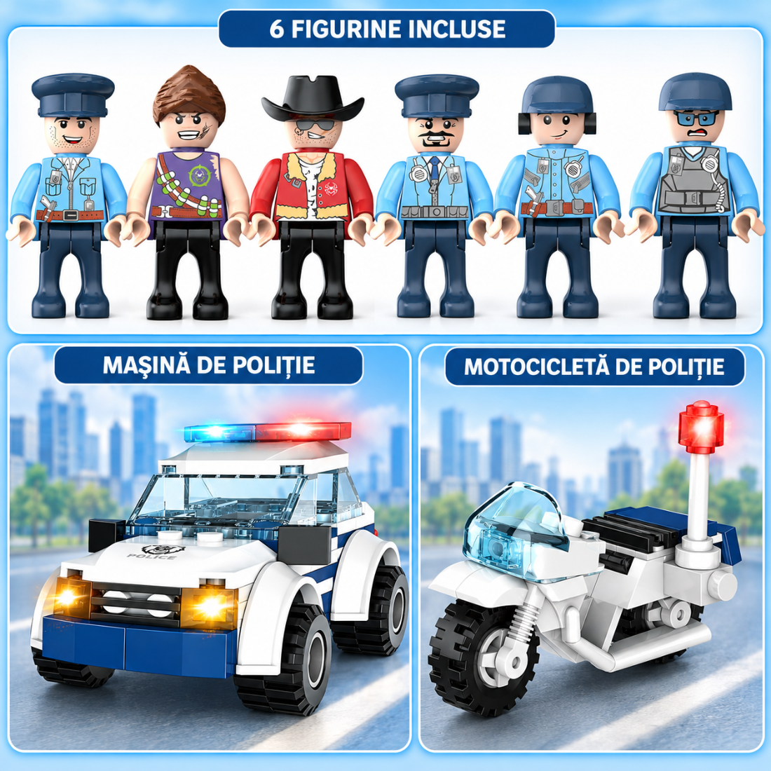 Set de Constructie cu Piese Tip Blocuri Constructie 950 Piese MiniBric The Police Station 4169