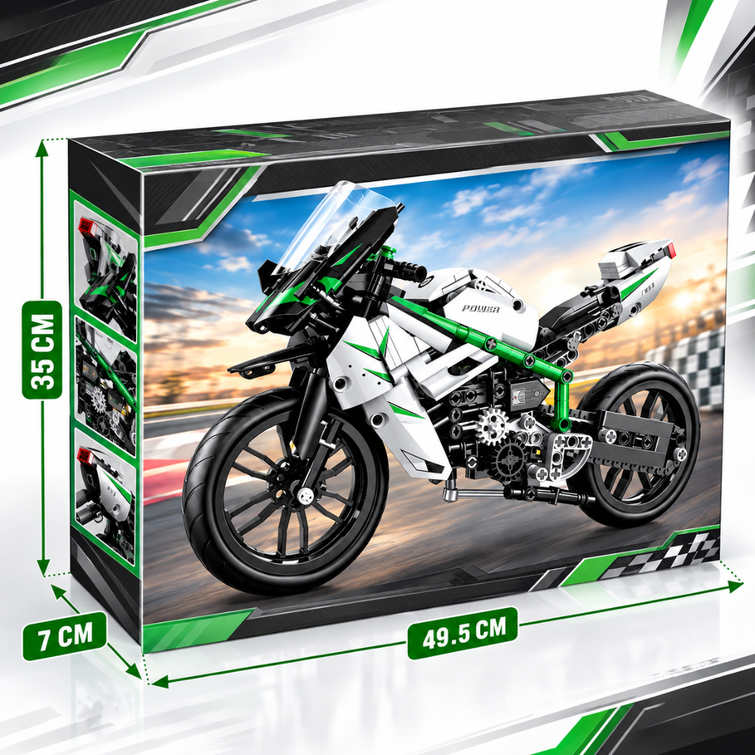 Set de Constructie cu Piese Tip Blocuri Constructie 600 Piese MiniBric Heavy Motorcycie 5818