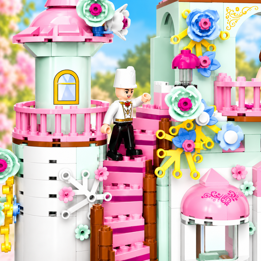 Set de Constructie cu Piese Tip Blocuri Constructie 740 Piese MiniBric Garden Castle 4585