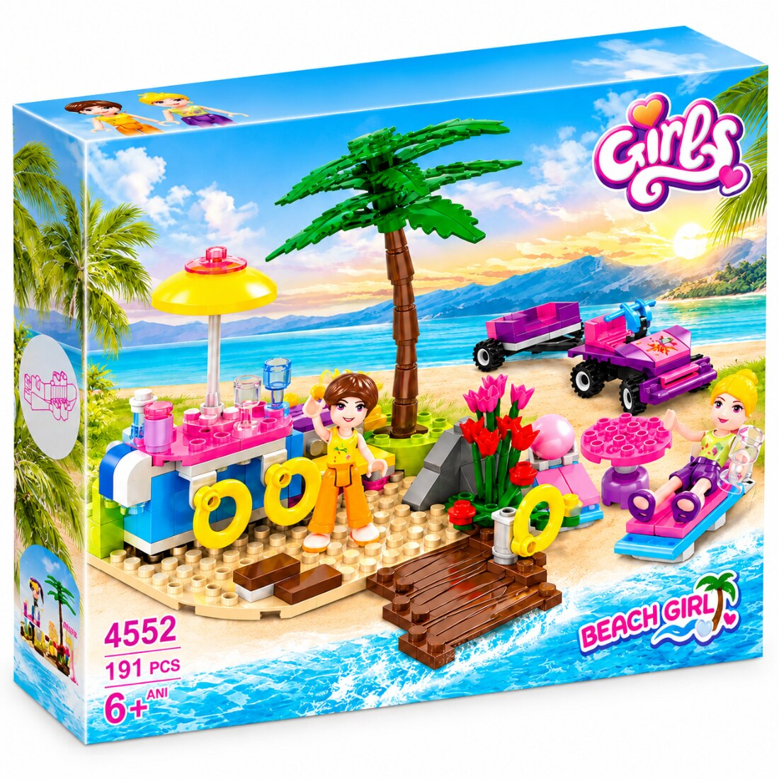 Set de Constructie cu Piese Tip Blocuri Constructie 191 Piese MiniBric Beach Sunshine, 4552