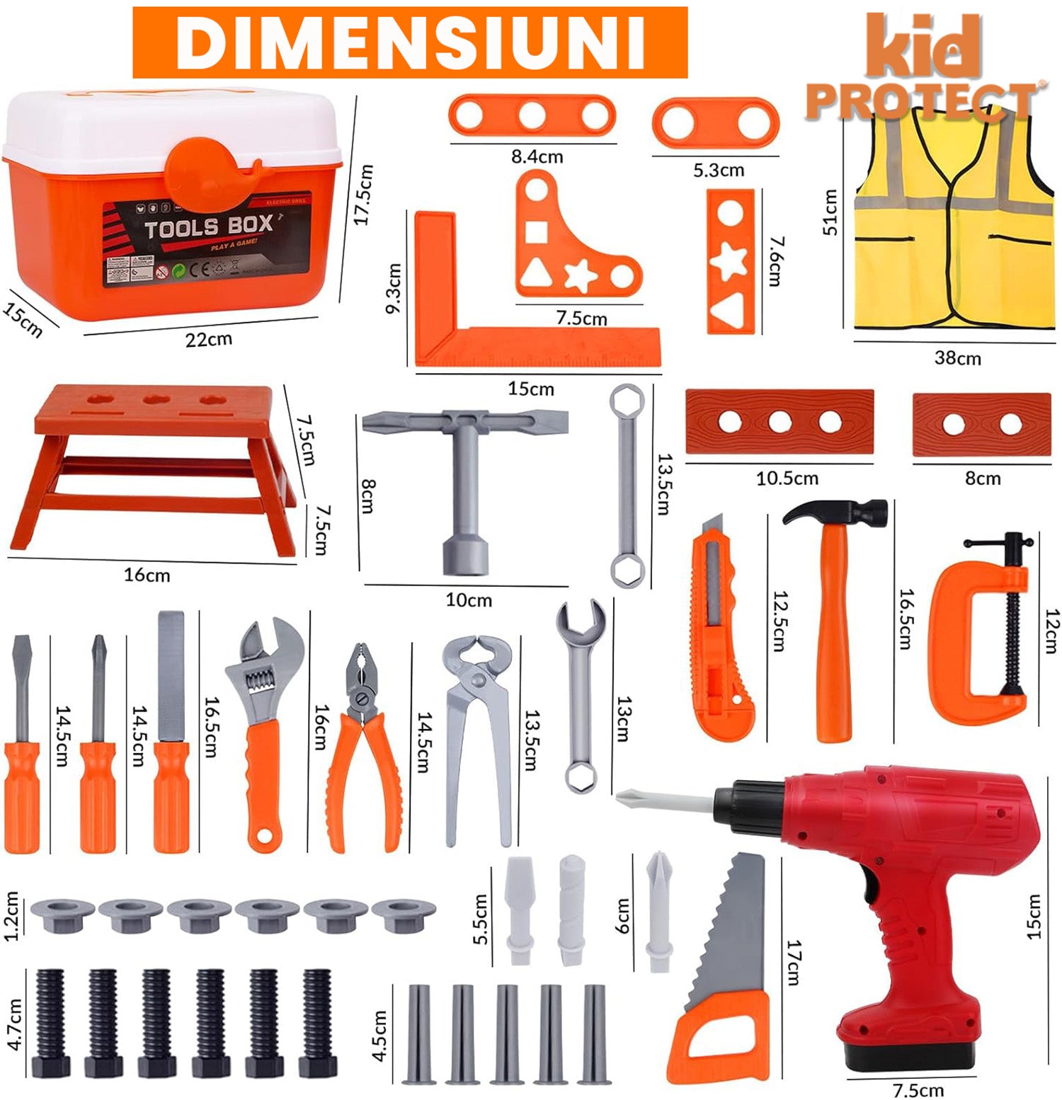 Trusa de Scule Copii 3 in 1 Kidprotect First Drill