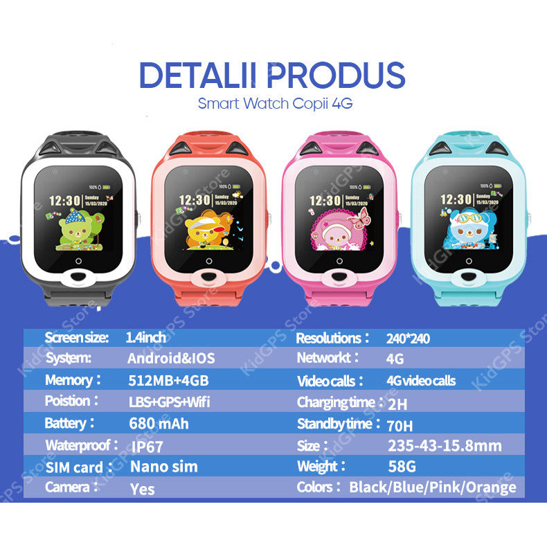 Ceas smartwatch GPS copii Techone™ KT22+ Pro 4G, Albastru