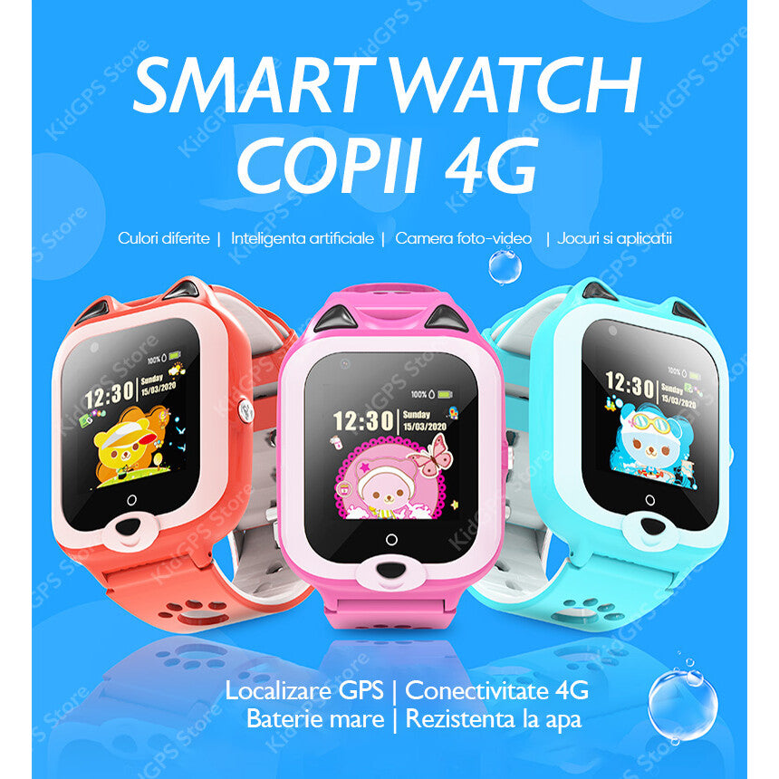 Ceas smartwatch GPS copii Techone™ KT22+ Pro 4G, Albastru