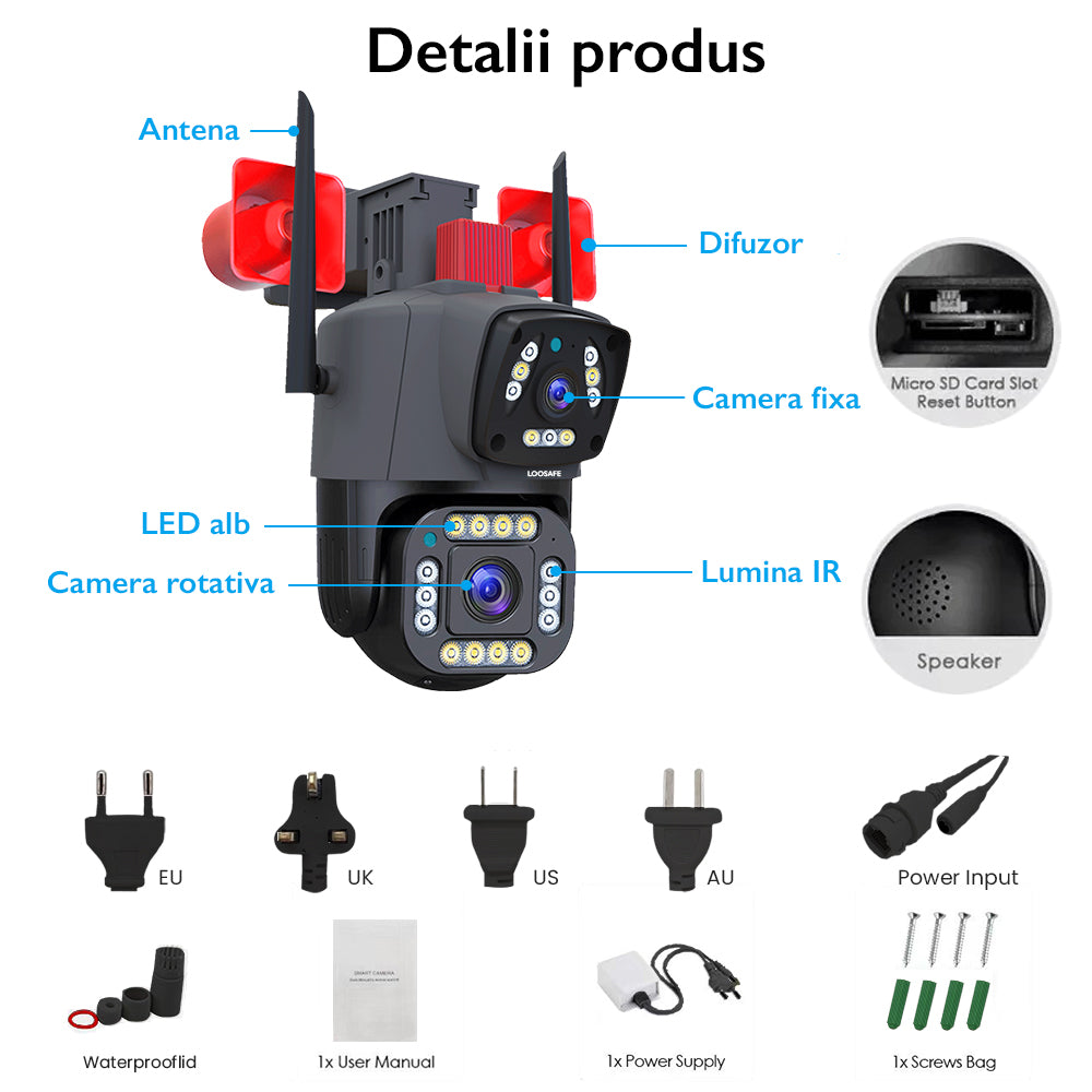 Camera de Supraveghere Dubla Wireless CCTV Loosafe 80XD Siren Pro