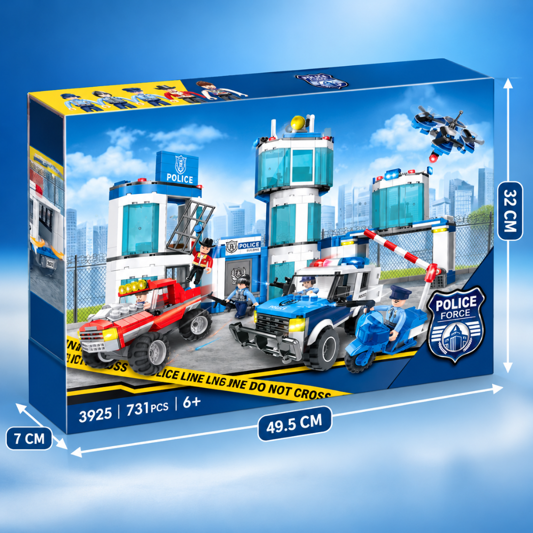 Set de Constructie cu Piese Tip Blocuri Constructie 731 Piese MiniBric City Police Station 3925