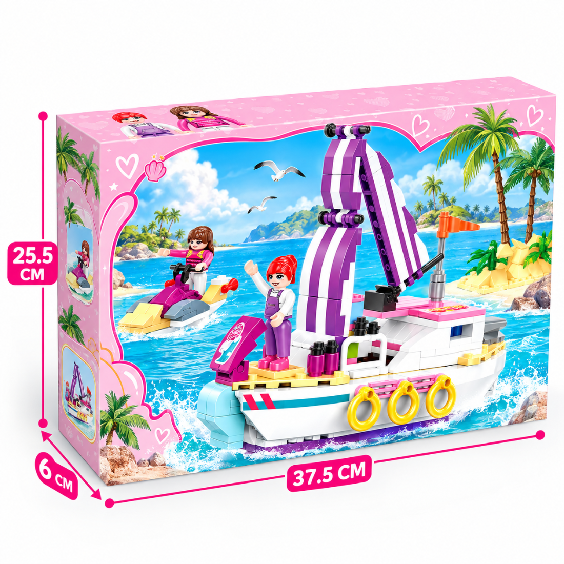Set de Constructie cu Piese Tip Blocuri Constructie 373 Piese MiniBric Shoreline Wave Girls, 4591
