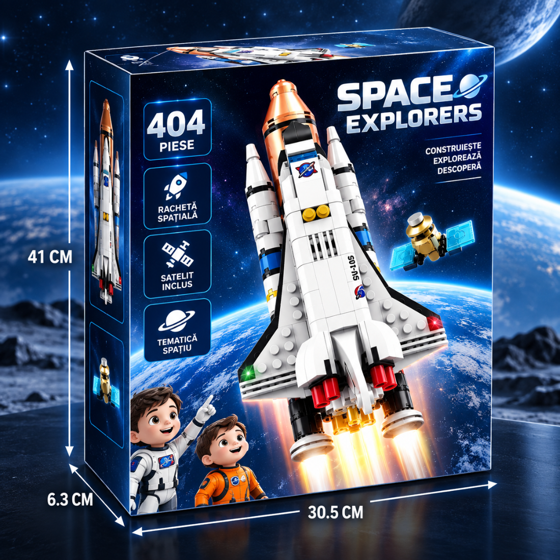 Set de Constructie cu Piese Tip Blocuri Constructie 404 Piese MiniBric Space Shuttle Adventure 4421