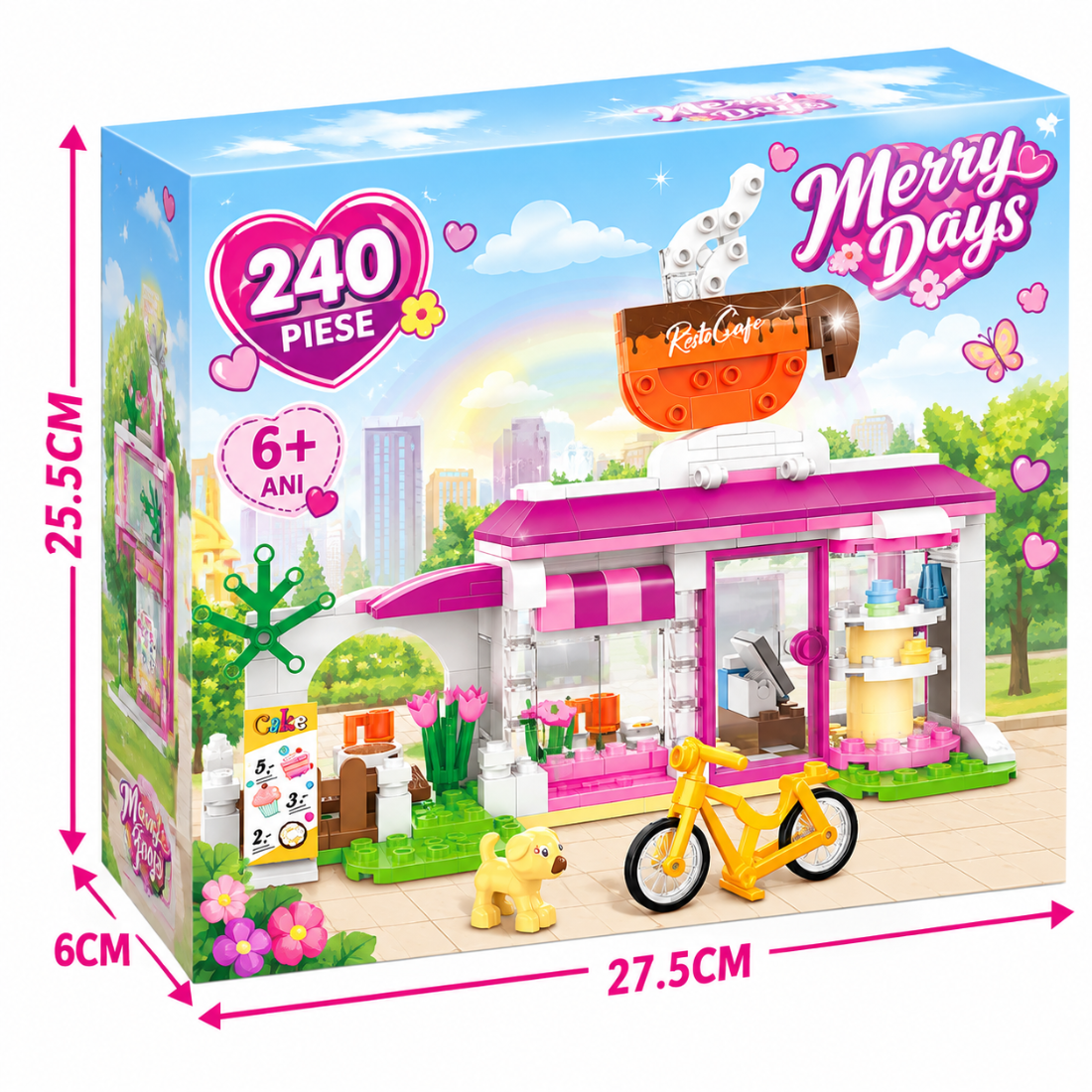 Set de Constructie cu Piese Tip Blocuri Constructie 240 Piese MiniBric RestoCafe 4573