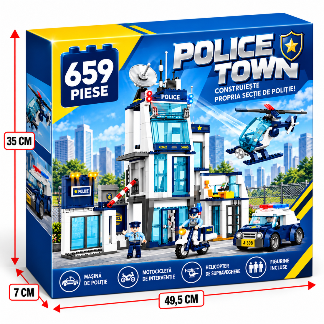Set de Constructie cu Piese Tip Blocuri Constructie 659 Piese MiniBric Police Station 3926