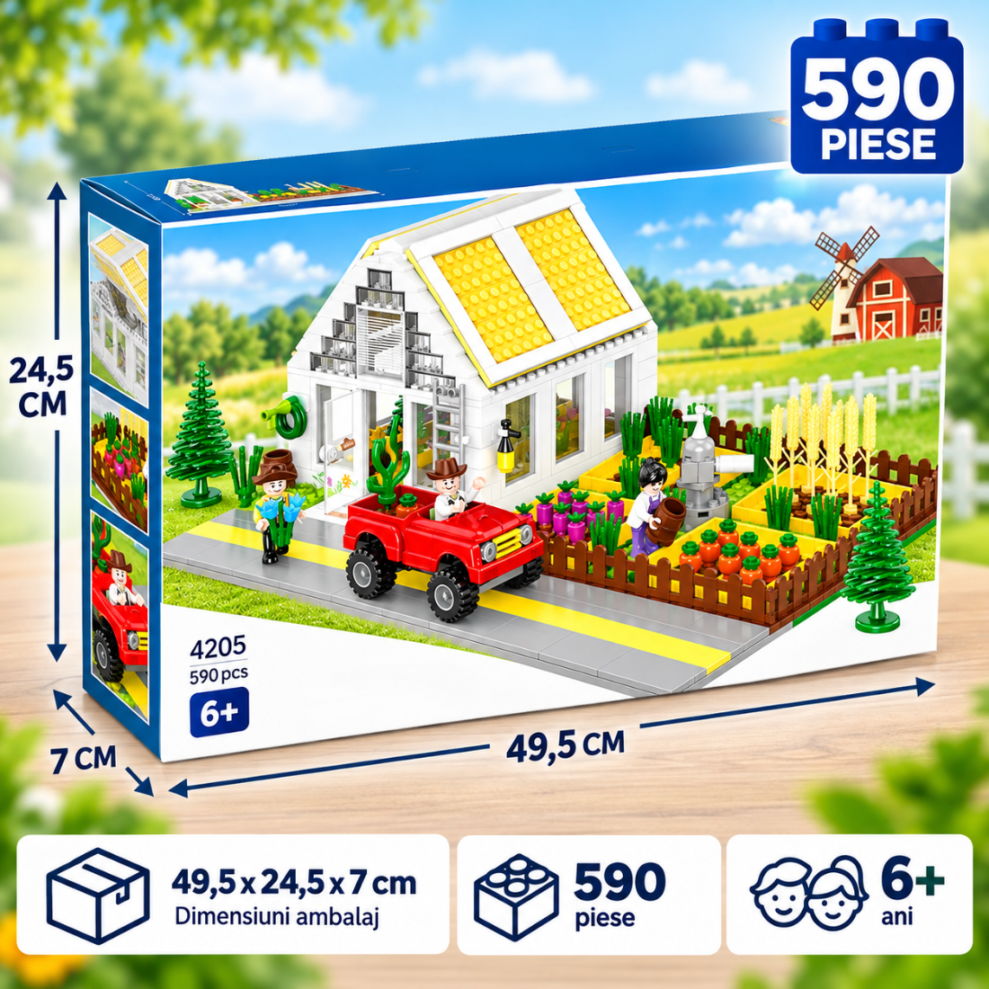 Set de Constructie cu Piese Tip Blocuri Constructie 590 Piese MiniBric City Green Garden 4205