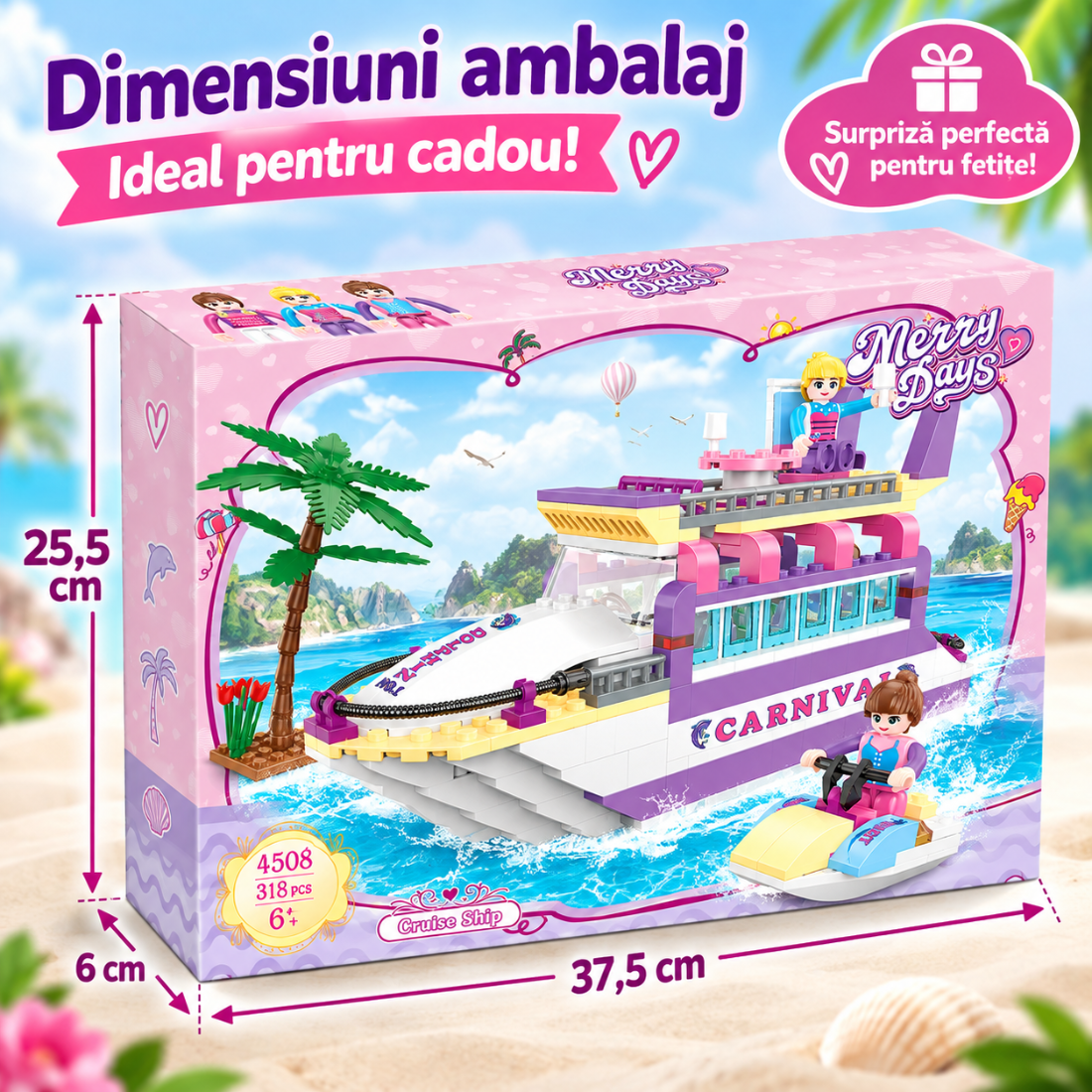 Set de Constructie cu Piese Tip Blocuri Constructie 318 Piese MiniBric Girl Carnival 4508