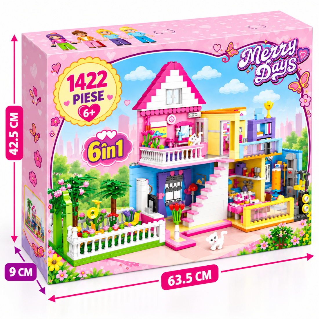 Set de Constructie cu Piese Tip Blocuri Constructie 1422 Piese MiniBric Joyful Villa 4560