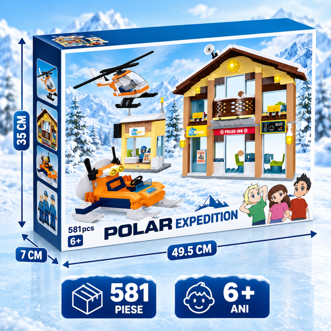 Set de Constructie cu Piese Tip Blocuri Constructie 581 Piese MiniBric Polar Inn 4190