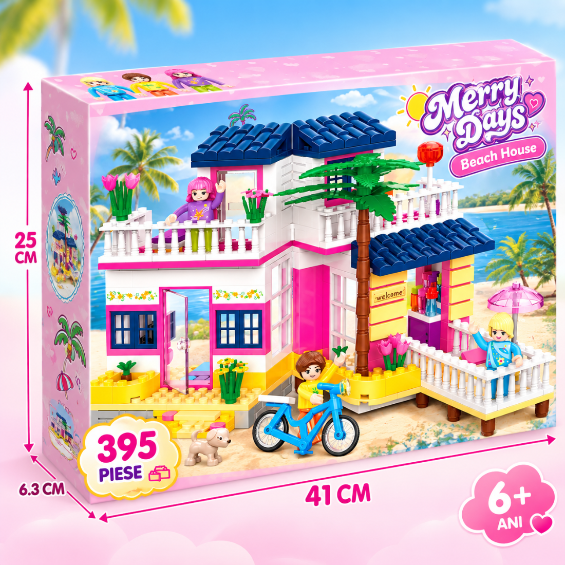 Set de Constructie cu Piese Tip Blocuri Constructie 395 Piese MiniBric Beach House 4550