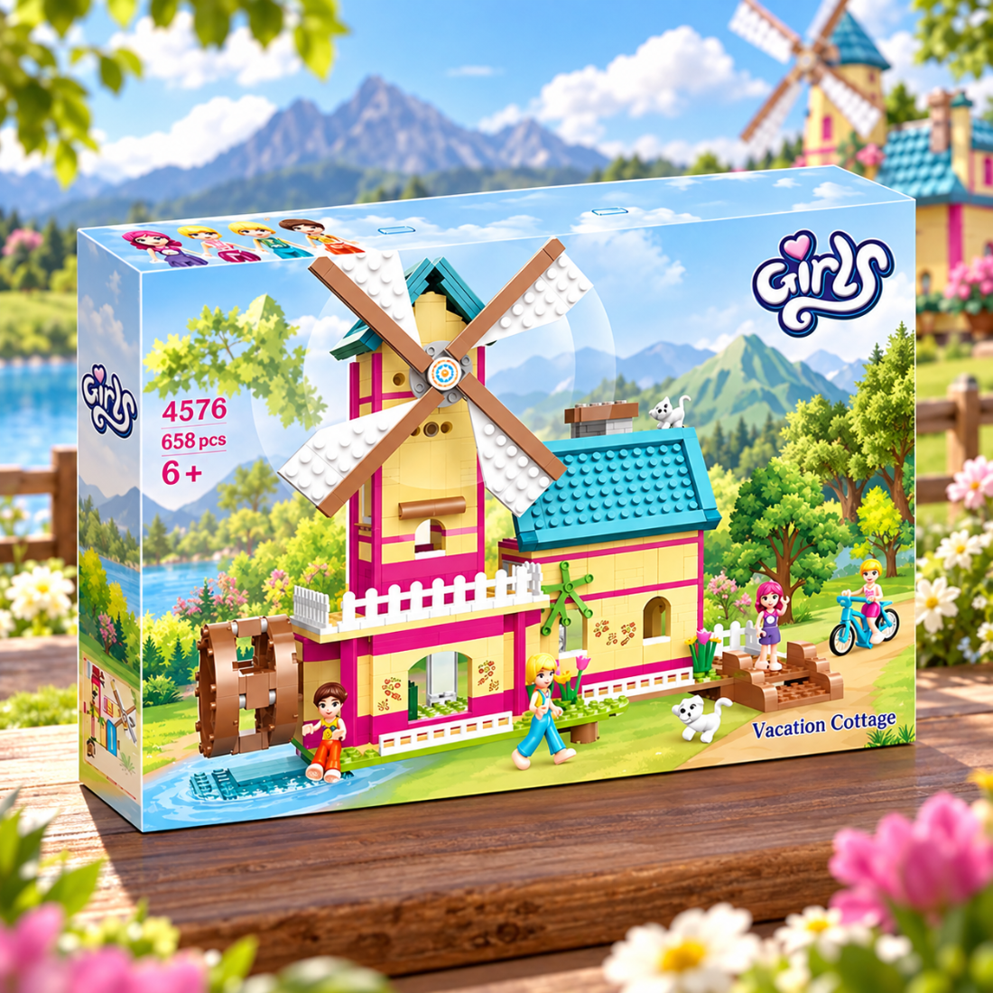 Set de Constructie cu Piese Tip Blocuri Constructie 658 Piese MiniBric Windmil 4576