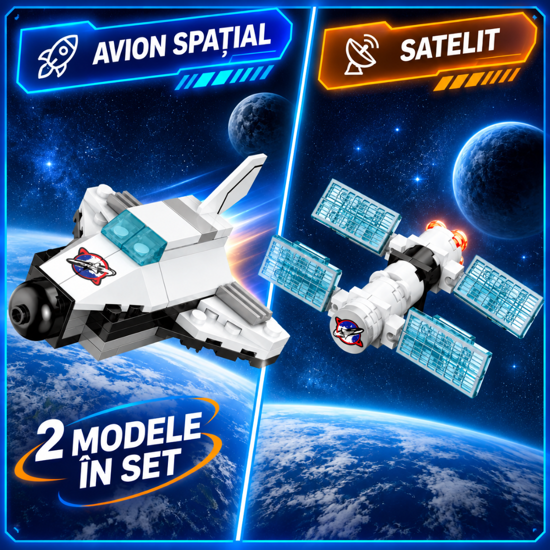 Set de Constructie cu Piese Tip Blocuri Constructie 379 Piese MiniBric 8 in 2 Space Plane 3096