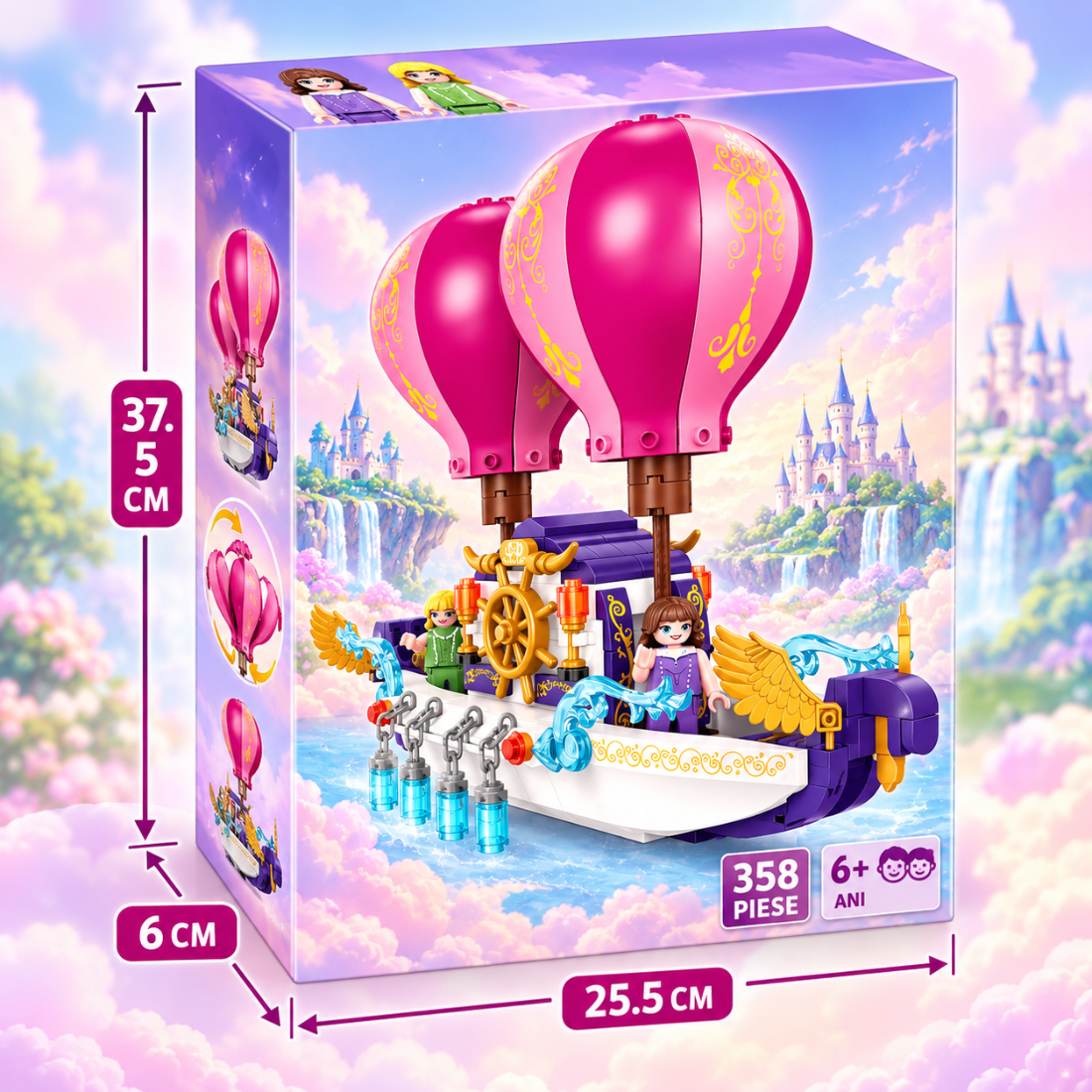 Set de Constructie cu Piese Tip Blocuri Constructie 358 Piese MiniBric Balloon Ship 3294