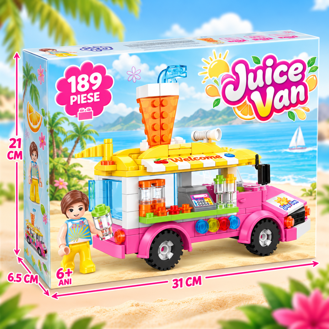 Set de Constructie cu Piese Tip Blocuri Constructie 189 Piese MiniBric Juice Van 4554