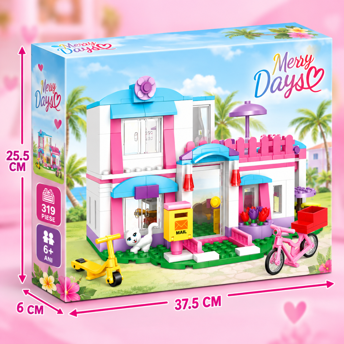 Set de Constructie cu Piese Tip Blocuri Constructie 319 Piese MiniBric Tropical Family House 4544