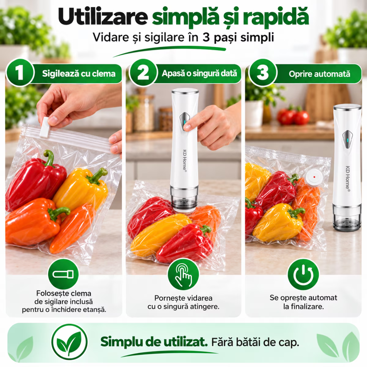 Aparat de Vidat si Sigilat Alimente Portabil KD Home VacuumGoPro
