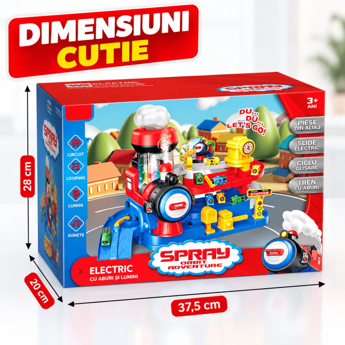 Set Jucarie Interactiva Atelier Auto Pentru Masinute KidProtect Train Pit Stop, Rosu