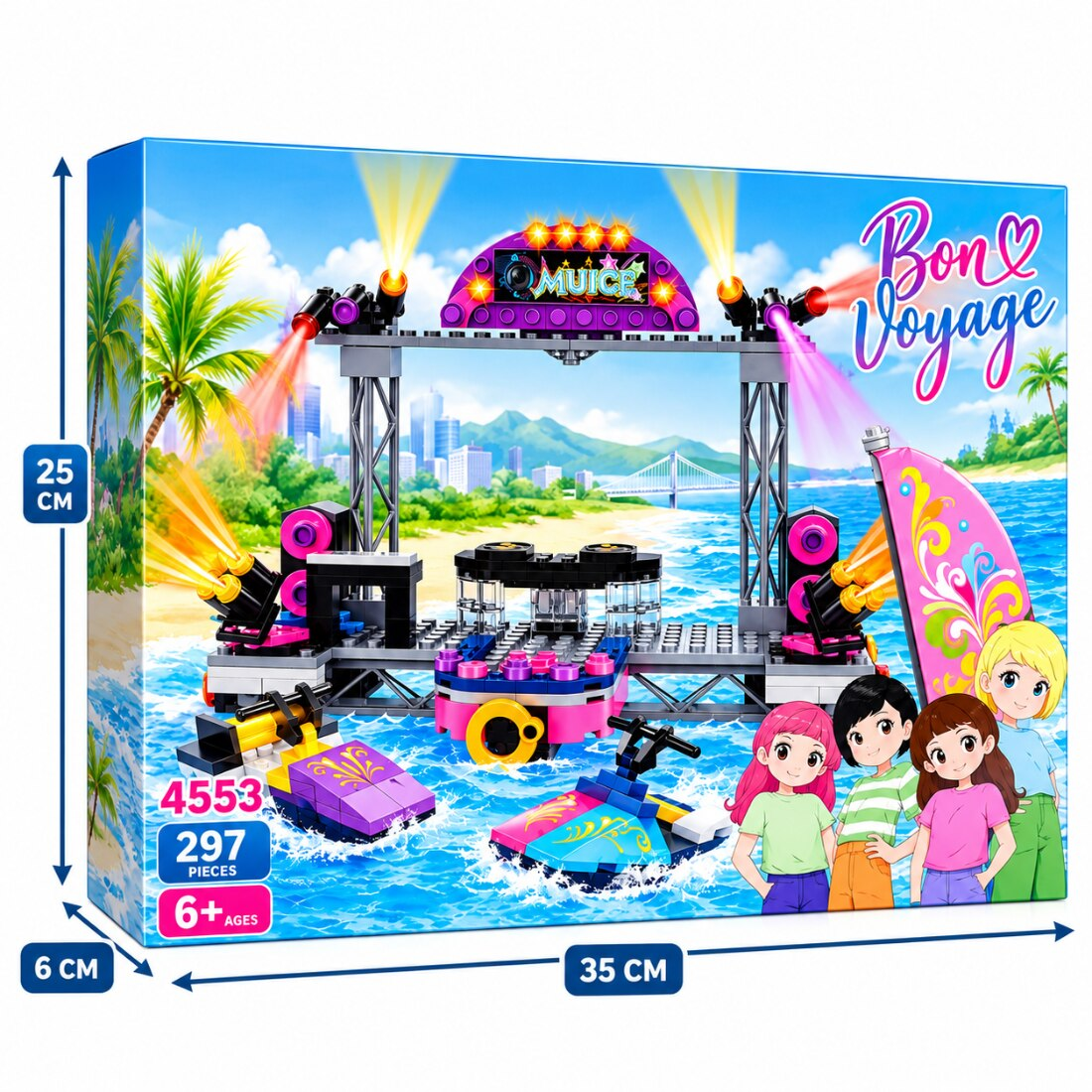 Set de Constructie cu Piese Tip Blocuri Constructie 297 Piese MiniBric Water Adventure, 4553