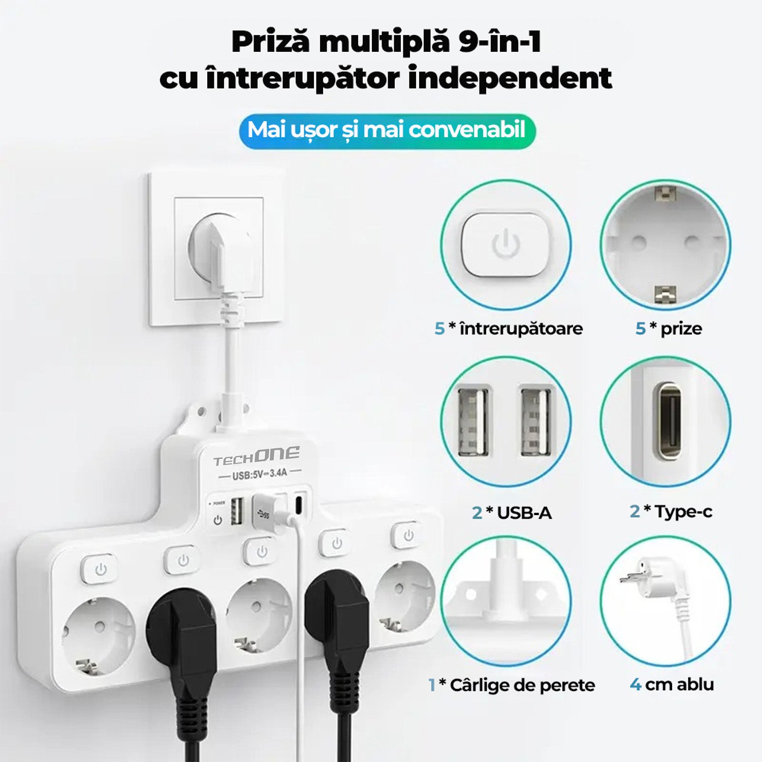 Prelungitor Scurt Techone PowerHub 9X