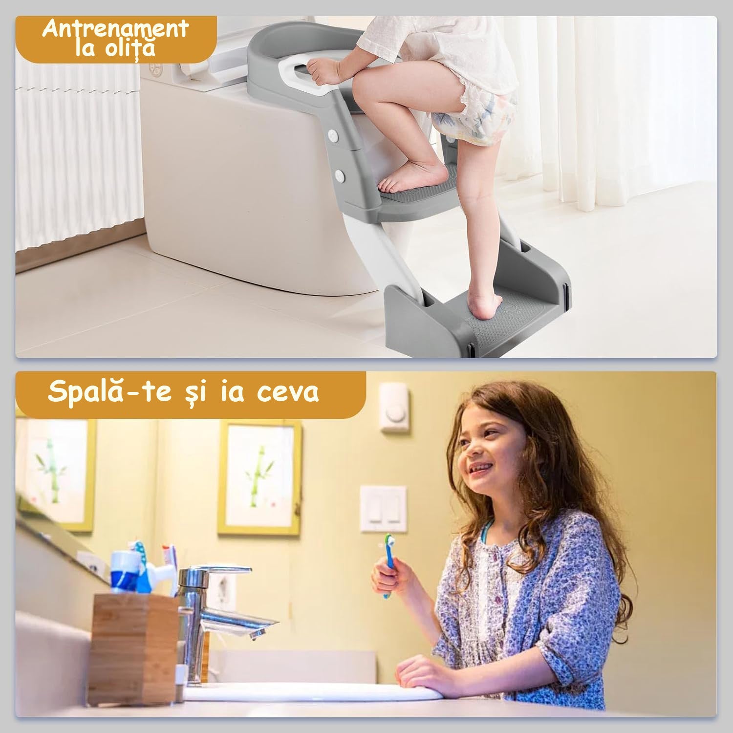 Reductor WC Copii si Olita 2 in 1 Cu Trepte KidProtect GrowStep Toilet