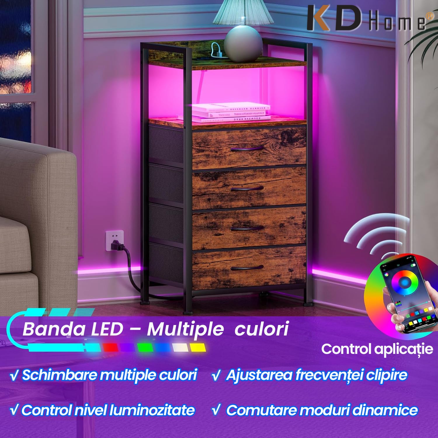 Noptiera cu Lumina KD Home LumiRest