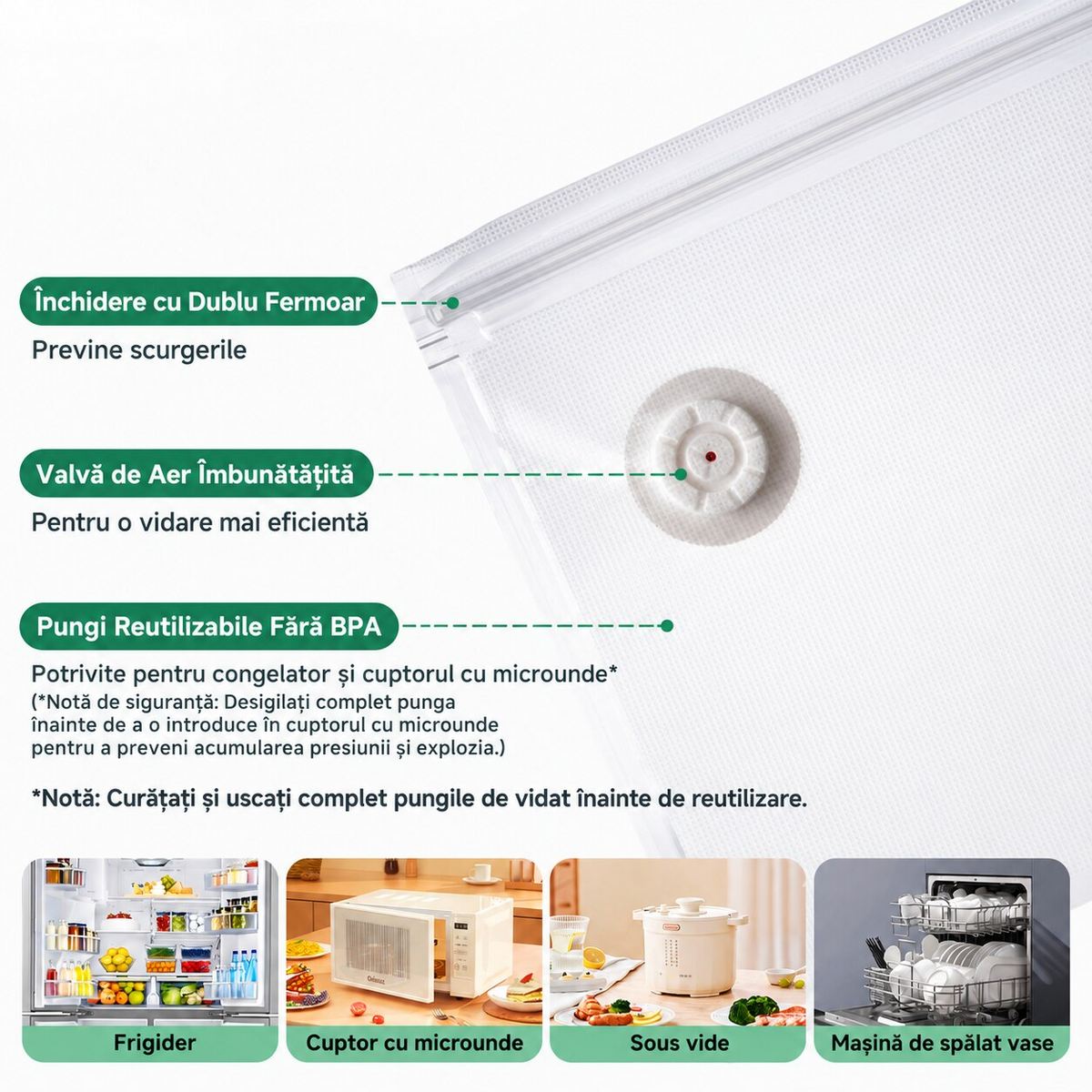 Set 15 Pungi de Vidat Dimensiunea L, 28 x 26 cm KD Home VaccSeal