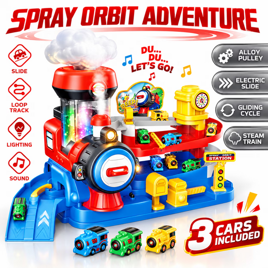Set Jucarie Interactiva Atelier Auto Pentru Masinute KidProtect Train Pit Stop, Rosu