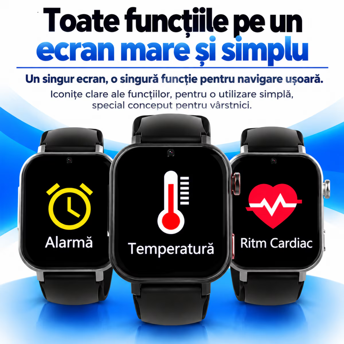 Ceas Smartwatch Copii si Adulti Cu Localizare GPS Si Telefon Techone LifeTrack, Negru
