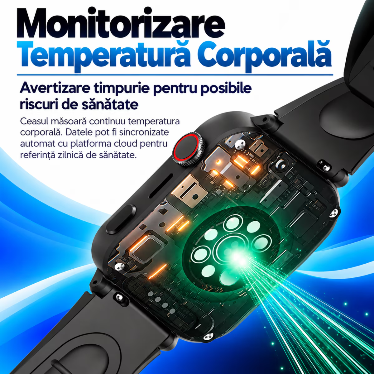 Ceas Smartwatch Copii si Adulti Cu Localizare GPS Si Telefon Techone LifeTrack, Negru