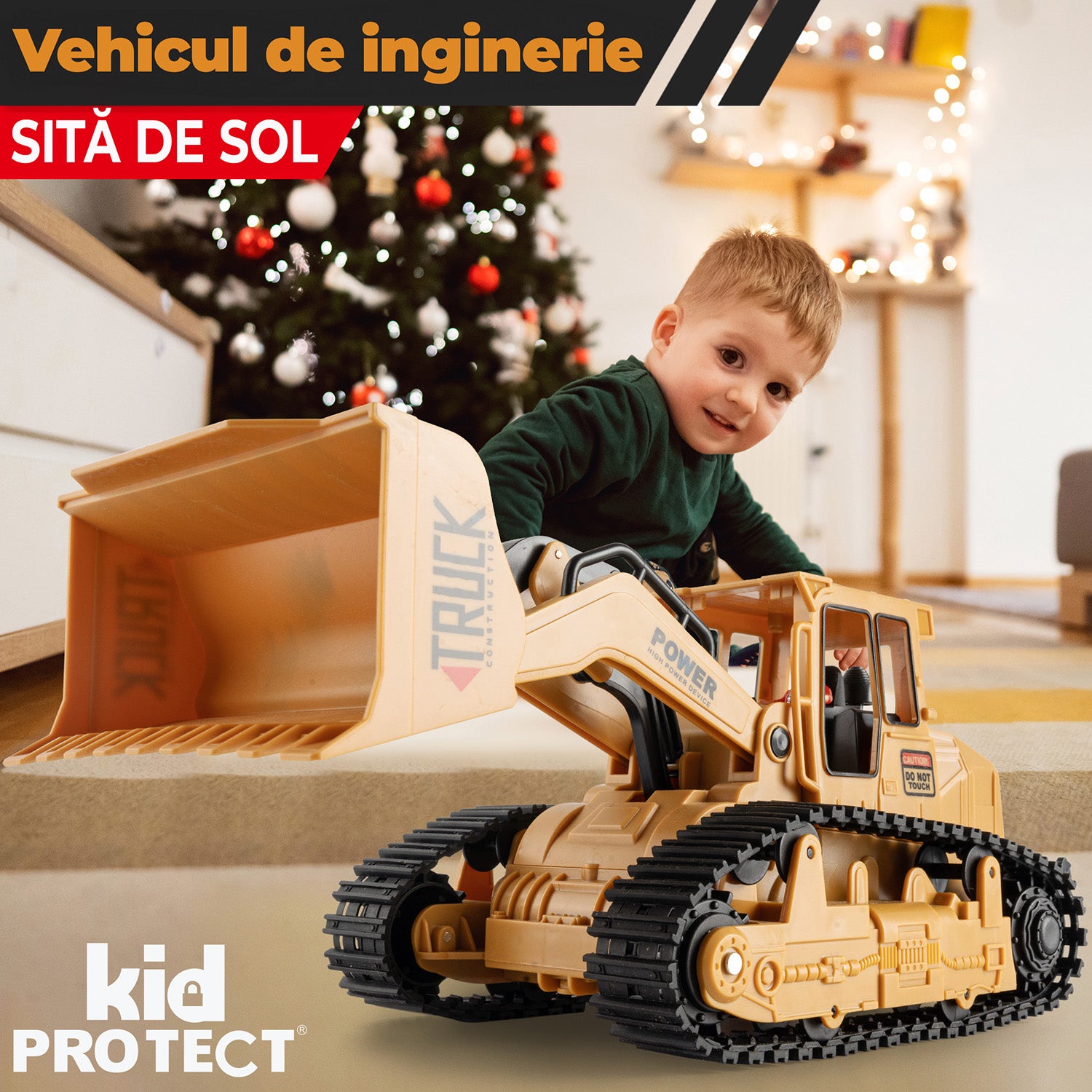 Buldozer Super Realist Cu Telecomanda Pentru Copii KidProtect PowerTrack Dozer